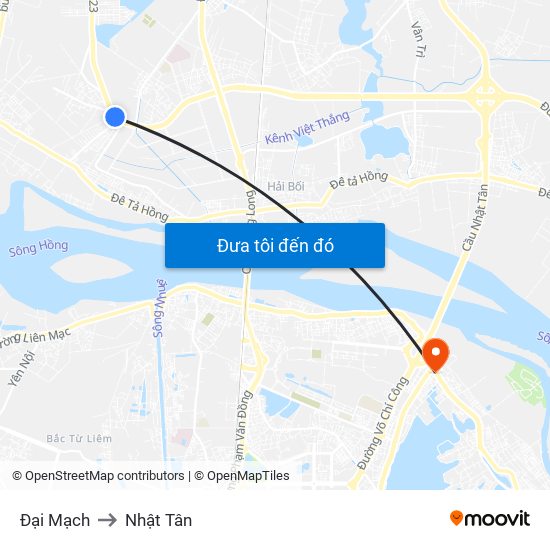 Đại Mạch to Nhật Tân map