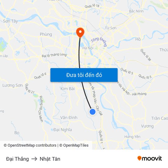 Đại Thắng to Nhật Tân map