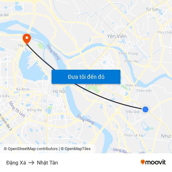 Đặng Xá to Nhật Tân map