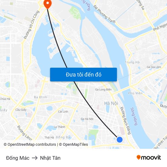 Đống Mác to Nhật Tân map