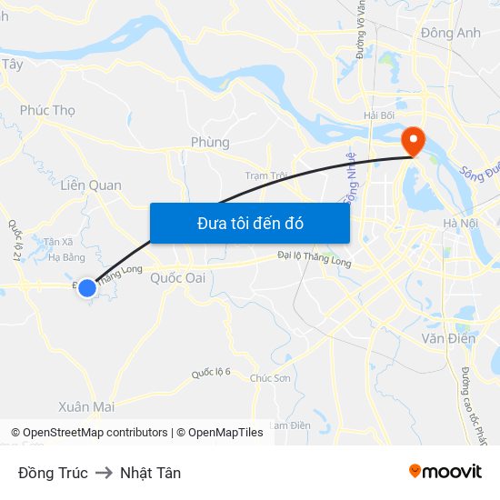 Đồng Trúc to Nhật Tân map