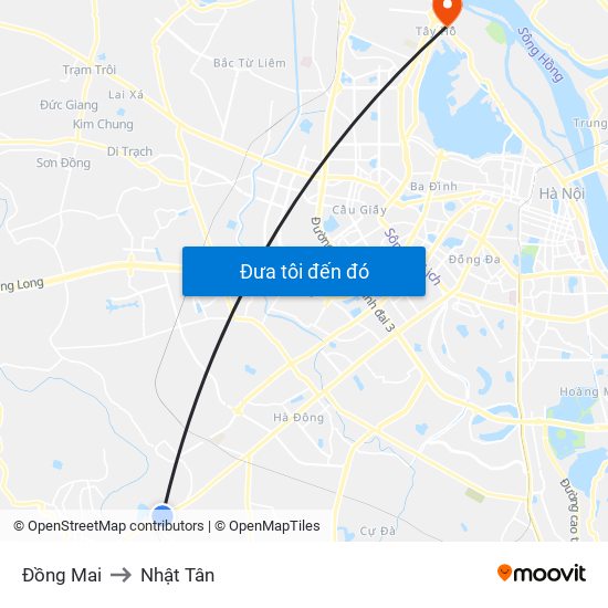 Đồng Mai to Nhật Tân map