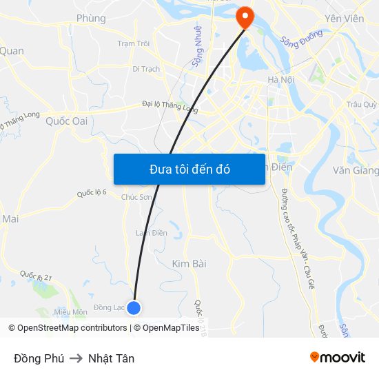Đồng Phú to Nhật Tân map