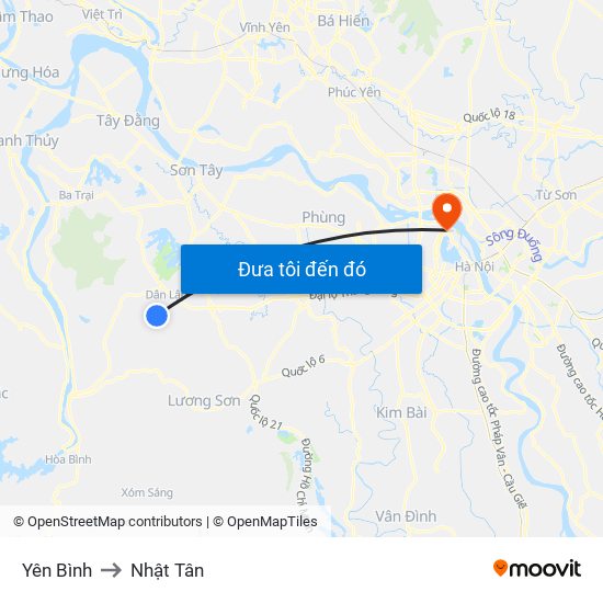 Yên Bình to Nhật Tân map