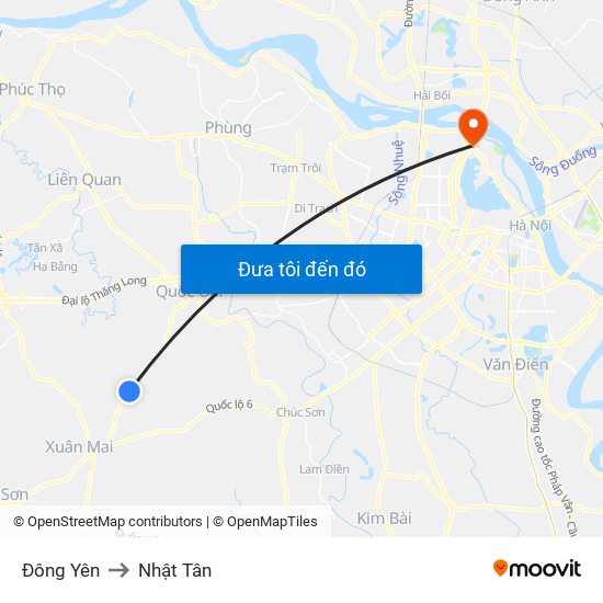 Đông Yên to Nhật Tân map