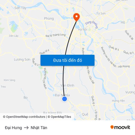 Đại Hưng to Nhật Tân map