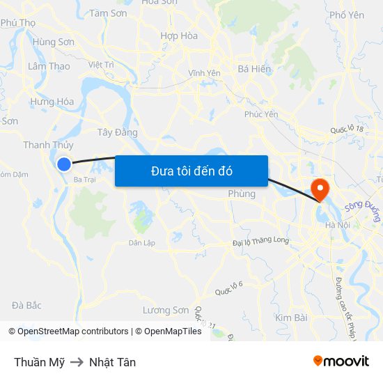 Thuần Mỹ to Nhật Tân map