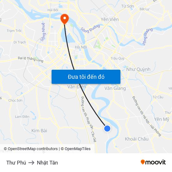 Thư Phú to Nhật Tân map