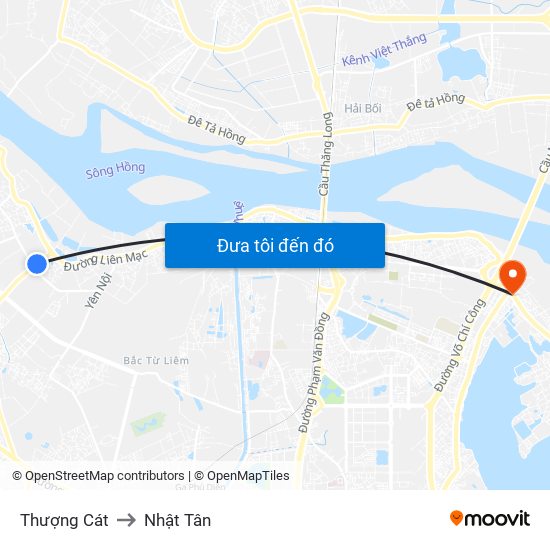 Thượng Cát to Nhật Tân map