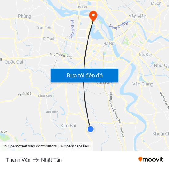 Thanh Văn to Nhật Tân map