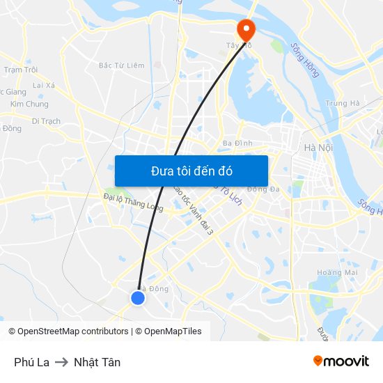 Phú La to Nhật Tân map