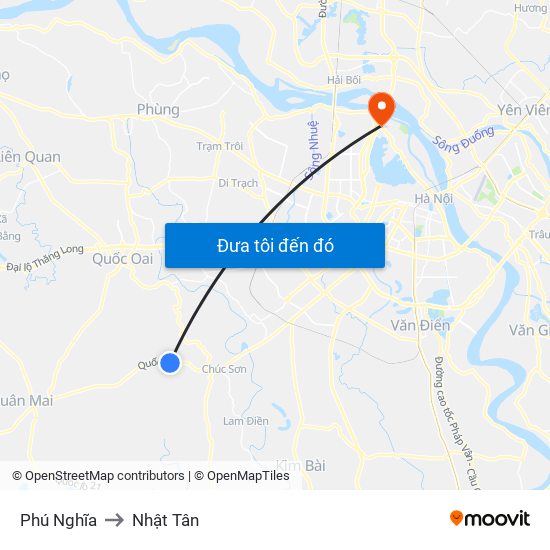 Phú Nghĩa to Nhật Tân map