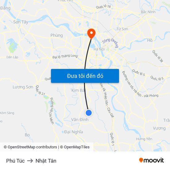 Phú Túc to Nhật Tân map