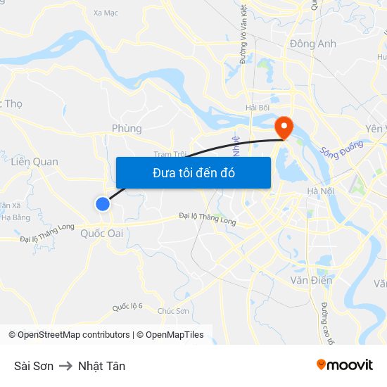 Sài Sơn to Nhật Tân map