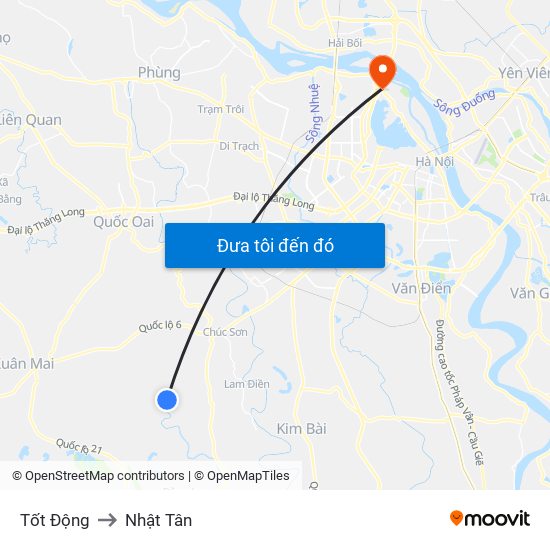 Tốt Động to Nhật Tân map