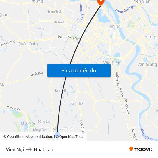 Viên Nội to Nhật Tân map