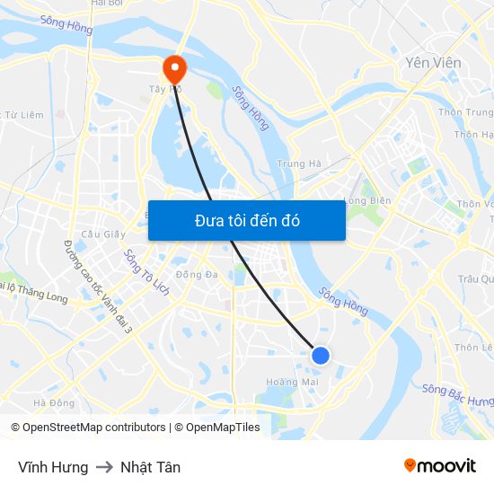 Vĩnh Hưng to Nhật Tân map