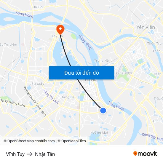 Vĩnh Tuy to Nhật Tân map