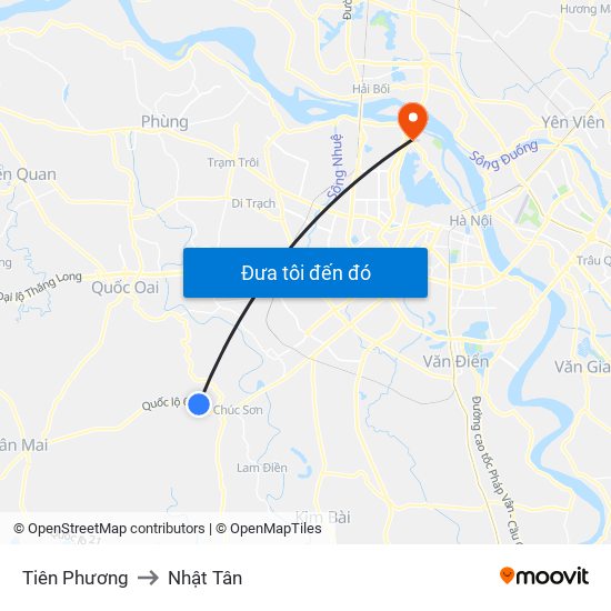 Tiên Phương to Nhật Tân map