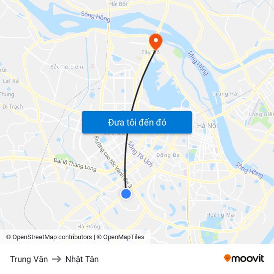 Trung Văn to Nhật Tân map
