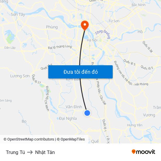 Trung Tú to Nhật Tân map