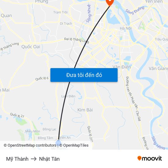 Mỹ Thành to Nhật Tân map