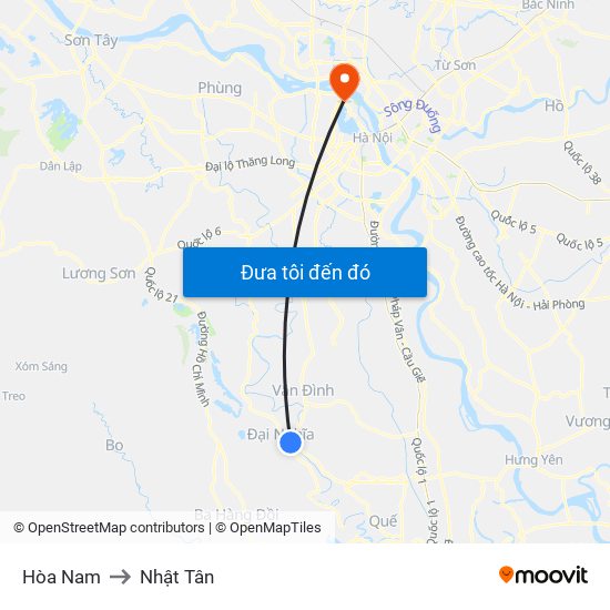 Hòa Nam to Nhật Tân map