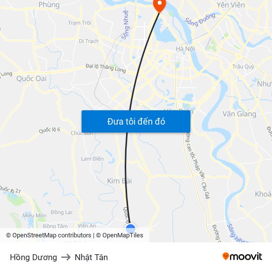 Hồng Dương to Nhật Tân map