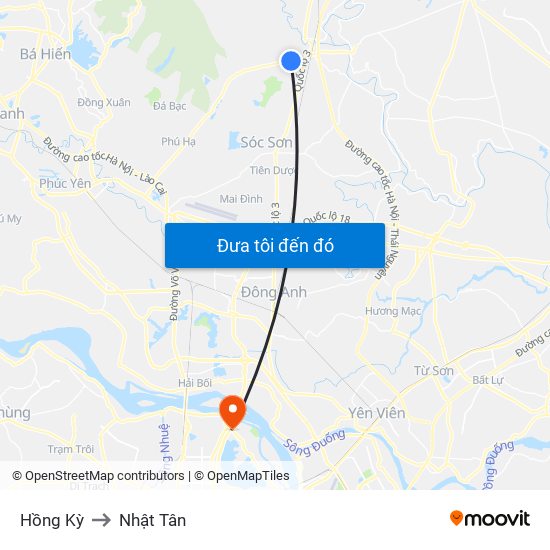 Hồng Kỳ to Nhật Tân map