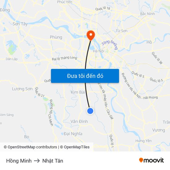 Hồng Minh to Nhật Tân map