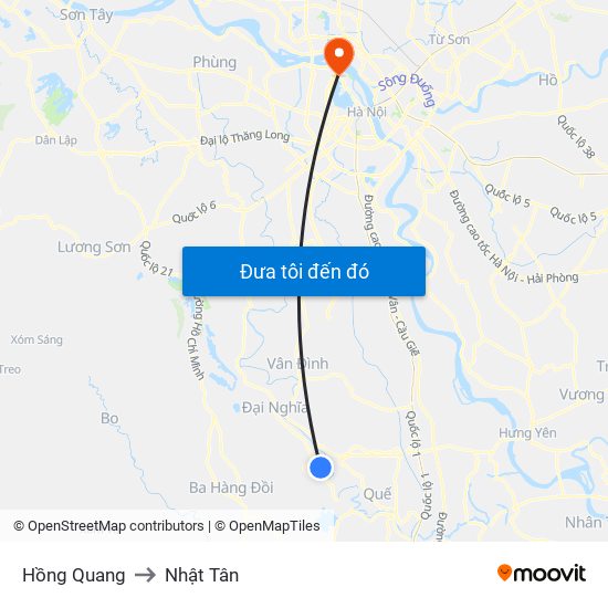 Hồng Quang to Nhật Tân map