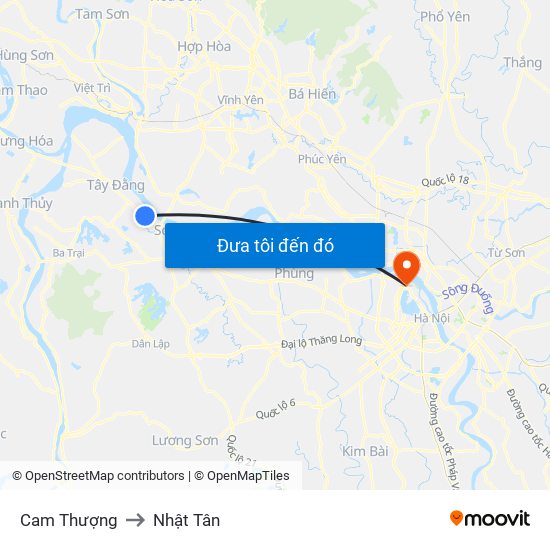 Cam Thượng to Nhật Tân map