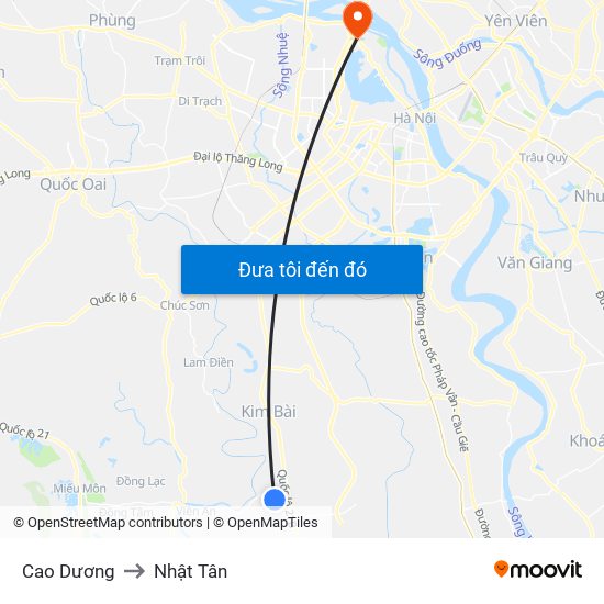 Cao Dương to Nhật Tân map