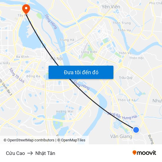 Cửu Cao to Nhật Tân map