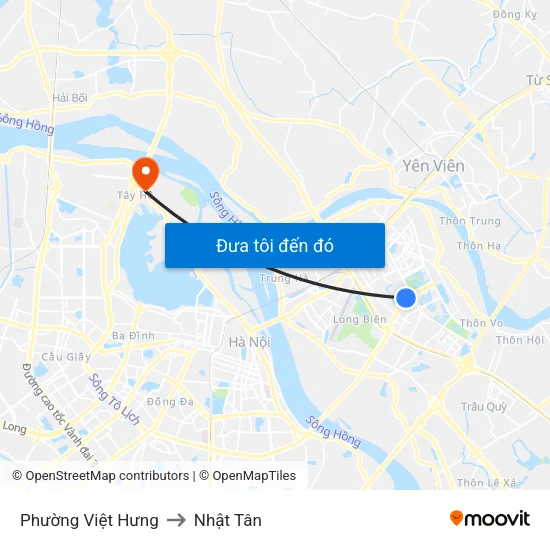Phường Việt Hưng to Nhật Tân map
