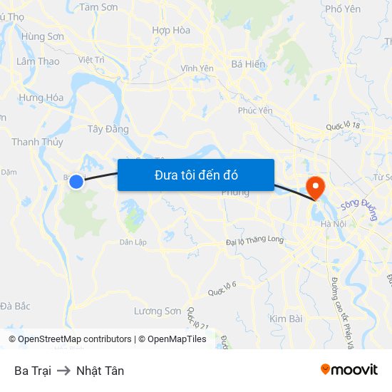 Ba Trại to Nhật Tân map