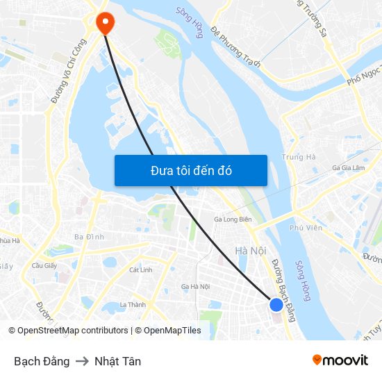 Bạch Đằng to Nhật Tân map