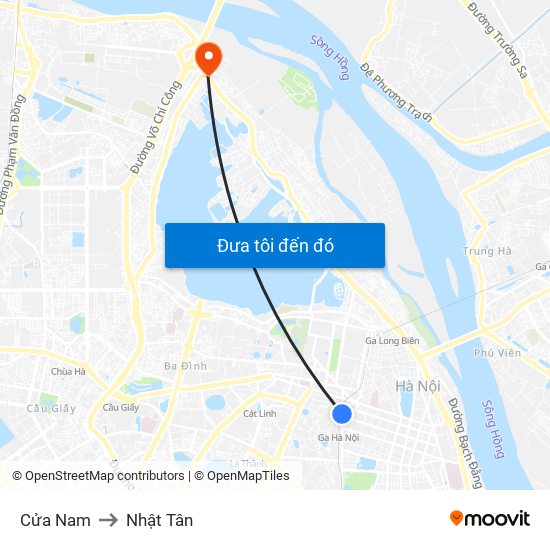 Cửa Nam to Nhật Tân map