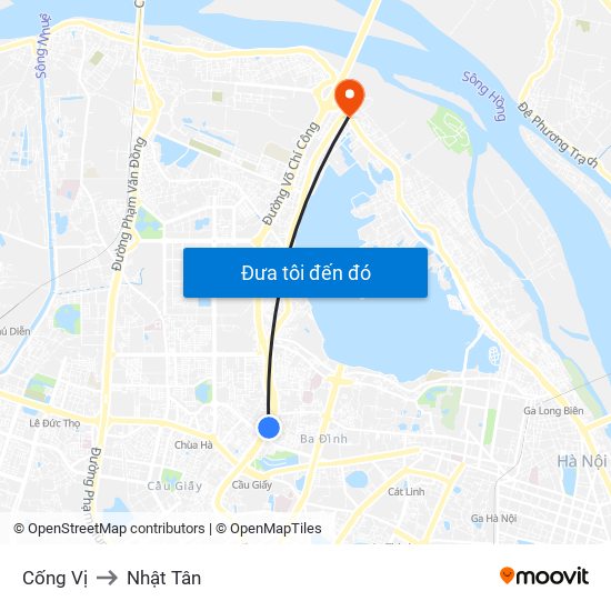 Cống Vị to Nhật Tân map