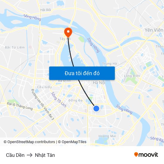 Cầu Dền to Nhật Tân map