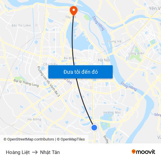 Hoàng Liệt to Nhật Tân map