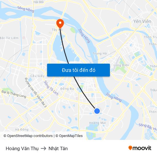 Hoàng Văn Thụ to Nhật Tân map