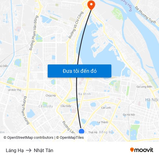 Láng Hạ to Nhật Tân map