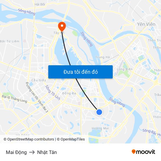 Mai Động to Nhật Tân map