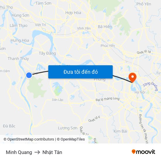 Minh Quang to Nhật Tân map