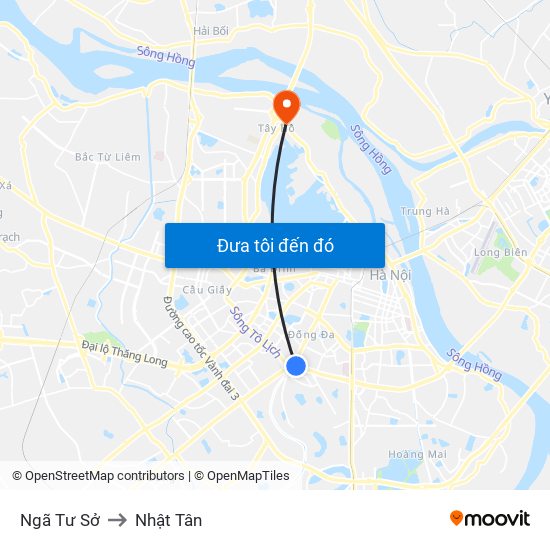 Ngã Tư Sở to Nhật Tân map