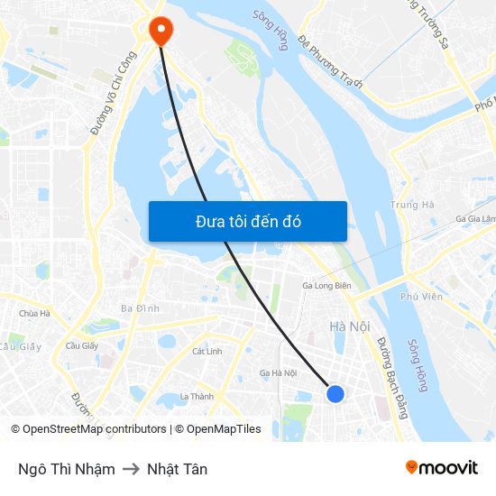 Ngô Thì Nhậm to Nhật Tân map