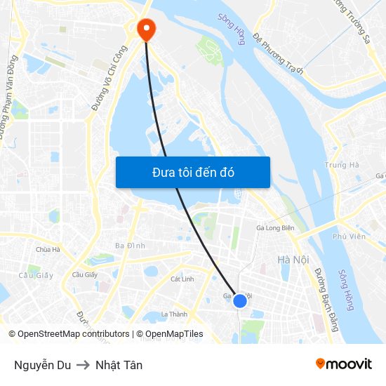 Nguyễn Du to Nhật Tân map