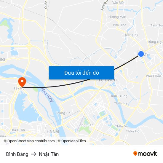 Đình Bảng to Nhật Tân map