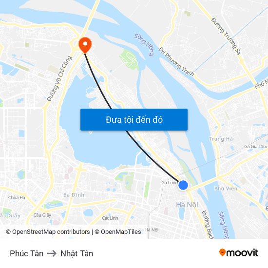 Phúc Tân to Nhật Tân map